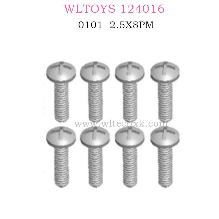 WLTOYS 124016 RC Car Part 0101 Cross pan head screw 2.5X8PM