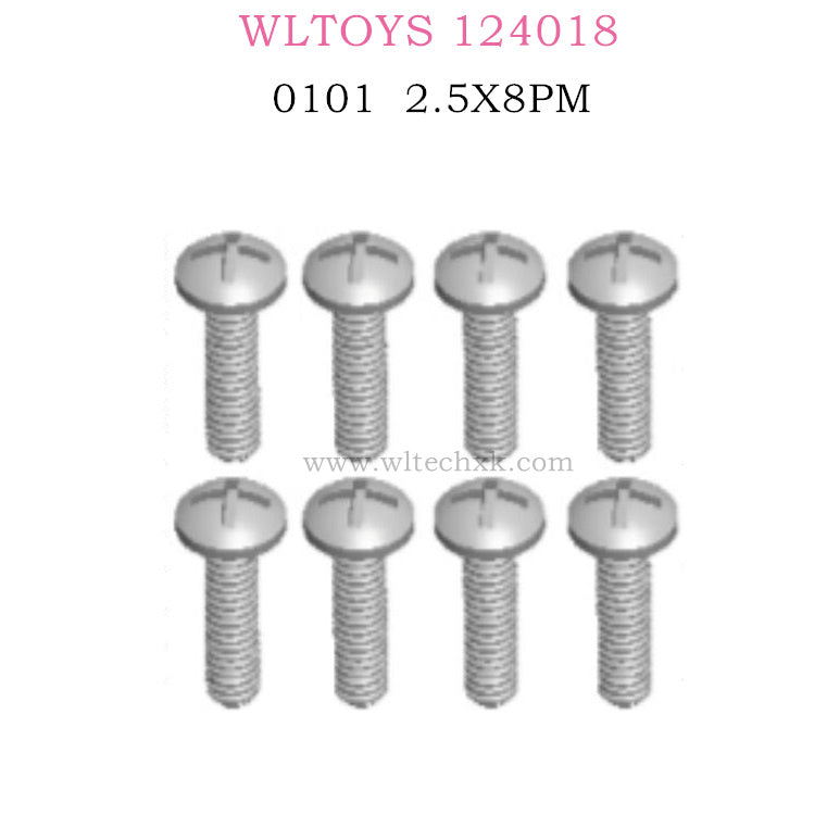 WLTOYS 124018 RC Car Original parts 0101 Cross pan head screw 2.5X8PM