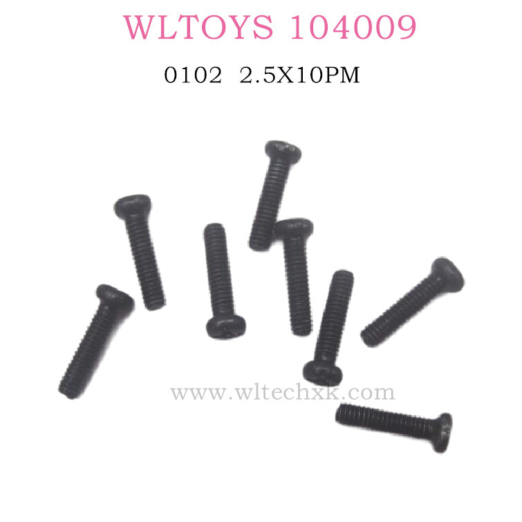 WLTOYS 104009 RC Car parts Phillips pan head Screw 2.5X10PM 0102 Original