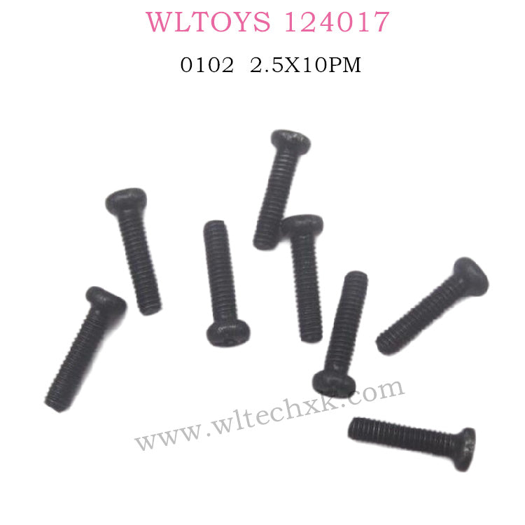 WLTOYS 124017 RC Car Parts 0102 Phillips pan head Screw 2.5X10PM