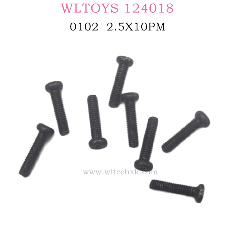 WLTOYS 124018 RC Car Original parts 0102 Phillips pan head Screw 2.5X10PM
