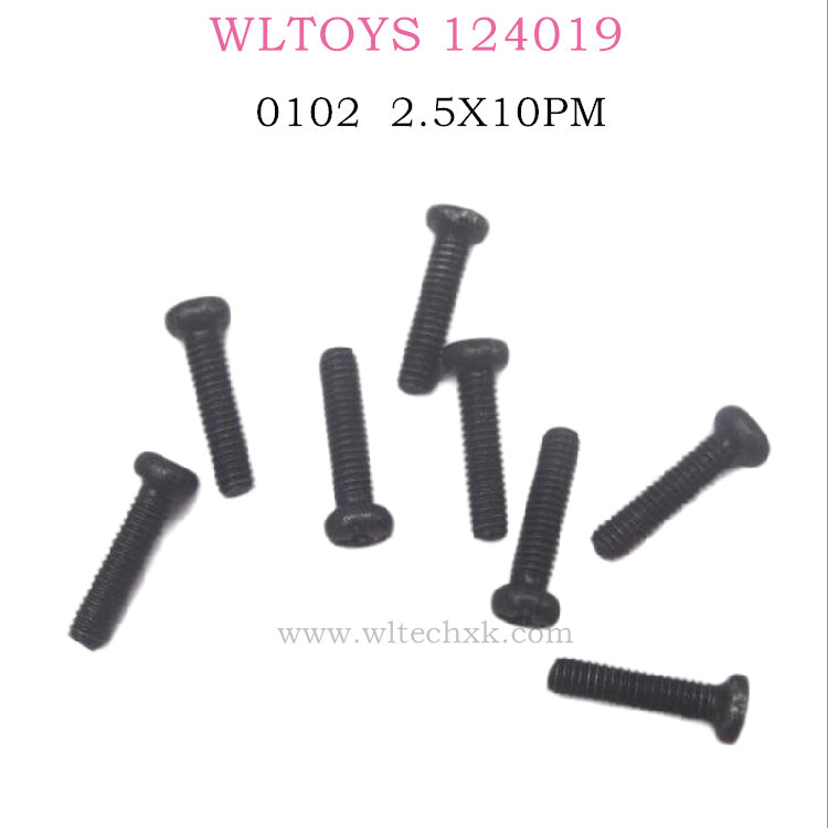 WLTOYS 124019 RC Car 0102 Phillips pan head Screw 2.5X10PM