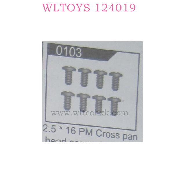 WLTOYS 124019 RC Car 0103 2.5X16PM Cross Pan Head Screw Group