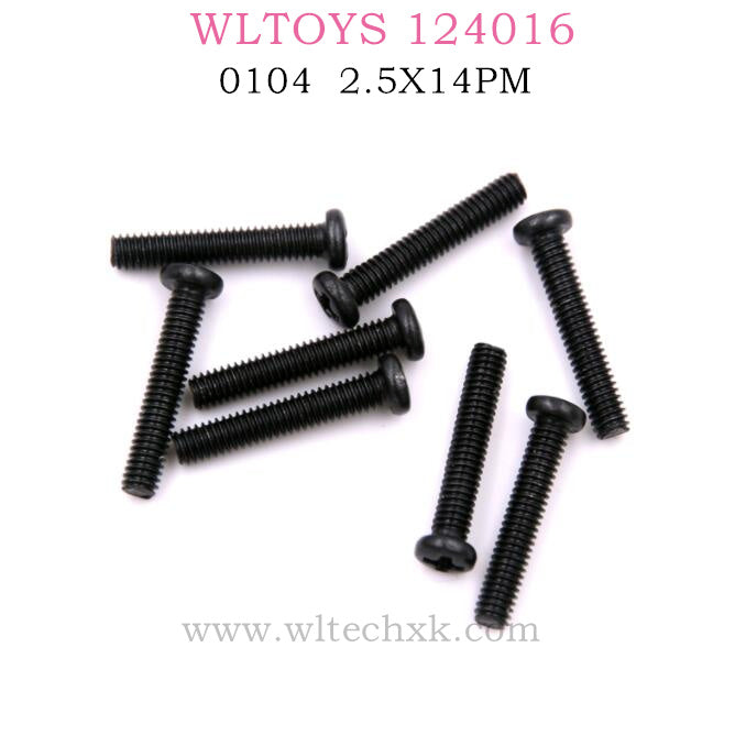 WLTOYS 124016 RC Car Part 0104 2.5X14PM Cross Pan Head Screw Group