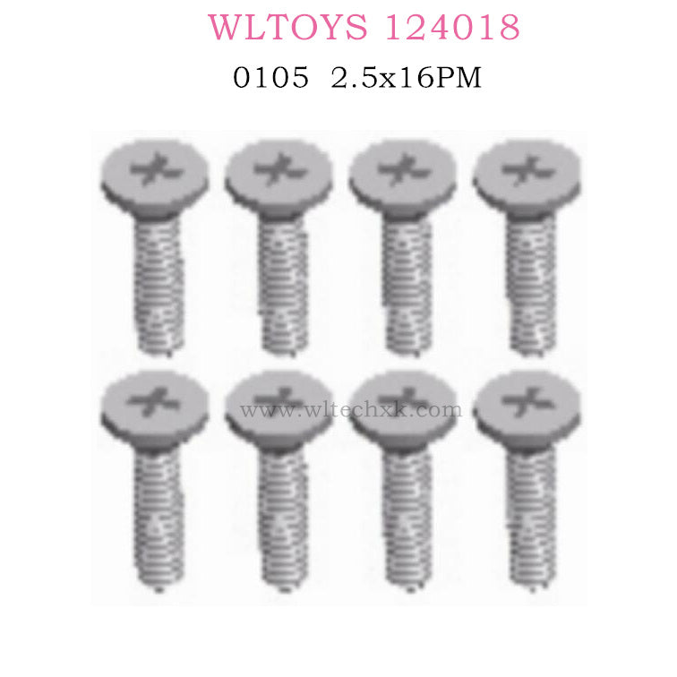 WLTOYS 124018 RC Car Original parts 0105 Screws 2.5x16PM