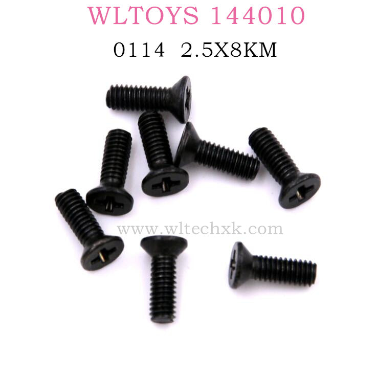 WLTOYS 144010 RC Car Original Parts 0114 Cross flat head Screw 2.5X8KM