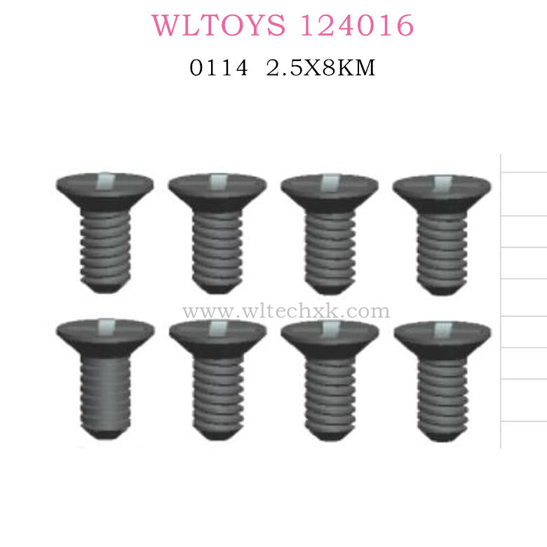 WLTOYS 124016 RC Car Part 0114 Cross flat head screw 2.5X8KM