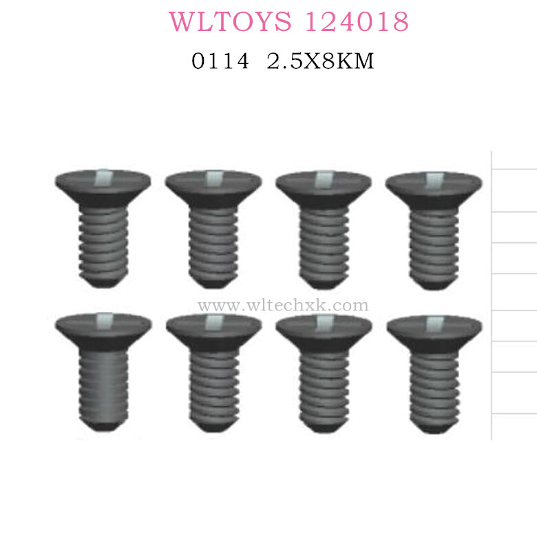 WLTOYS 124018 RC Car Original parts 0114 Cross flat head screw 2.5X8KM