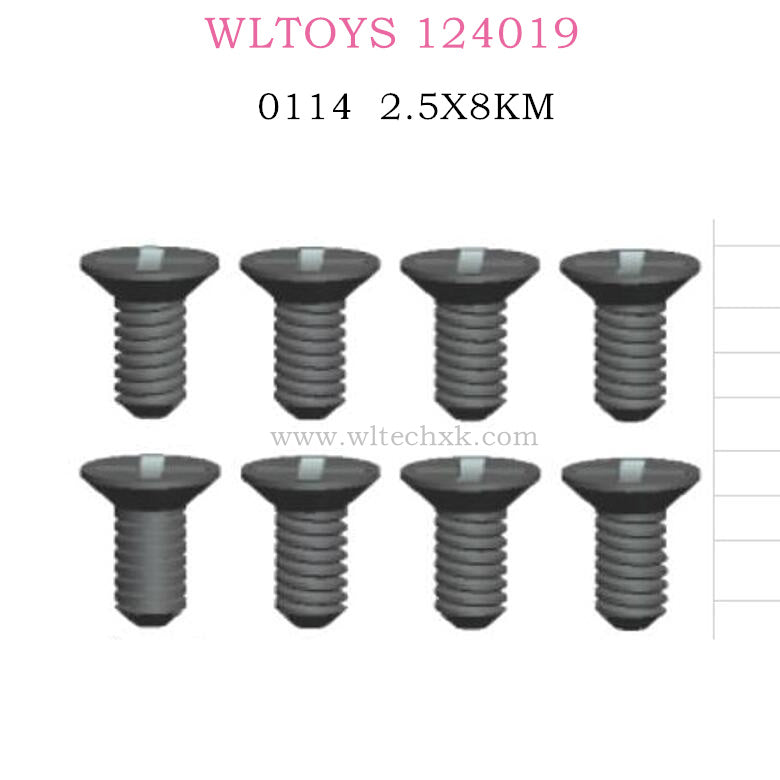 WLTOYS 124019 RC Car 0114 Cross flat head screw 2.5X8KM