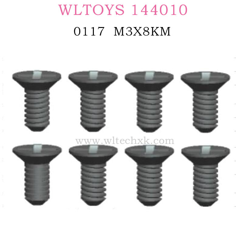 WLTOYS 144010 RC Car Original Parts 0117 Cross flat head screw M3X8KM