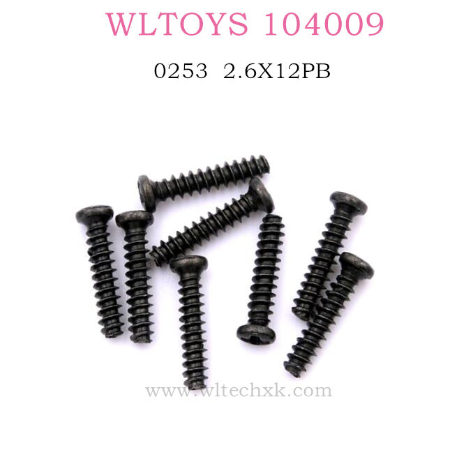 WLTOYS 104009 1/10 RC Car parts Round Head Screws 2.6X12PB 0253 Original