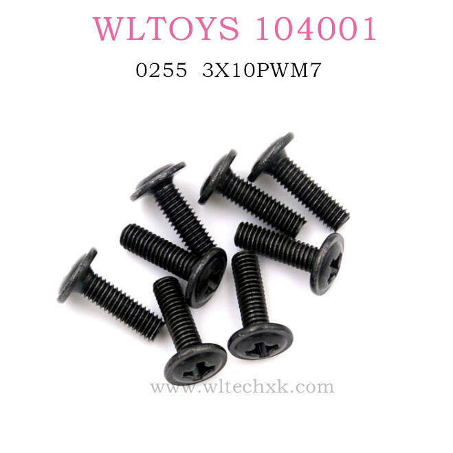 WLTOYS 104001 RC Car Original parts 0255 Screws 3X10PWM7