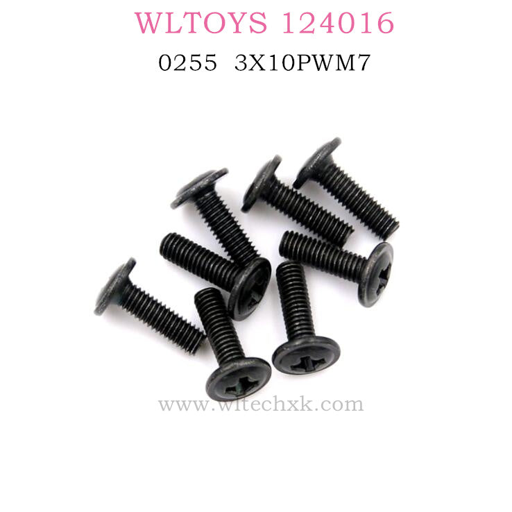 WLTOYS 124016 RC Car Part 0255 3X10PWM7 Screw Assembly