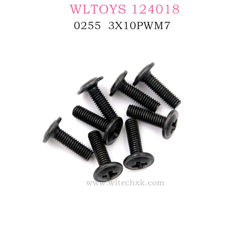 WLTOYS 124018 RC Car Original parts 0255 3X10PWM7 Screw Assembly