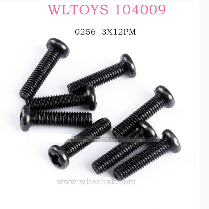 WLTOYS 104009 RC Car parts 3X12PM Cross head Screws 0256 Original