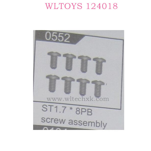 WLTOYS 124018 RC Car Original parts 0552 ST1.7X8PB Screw Assembly