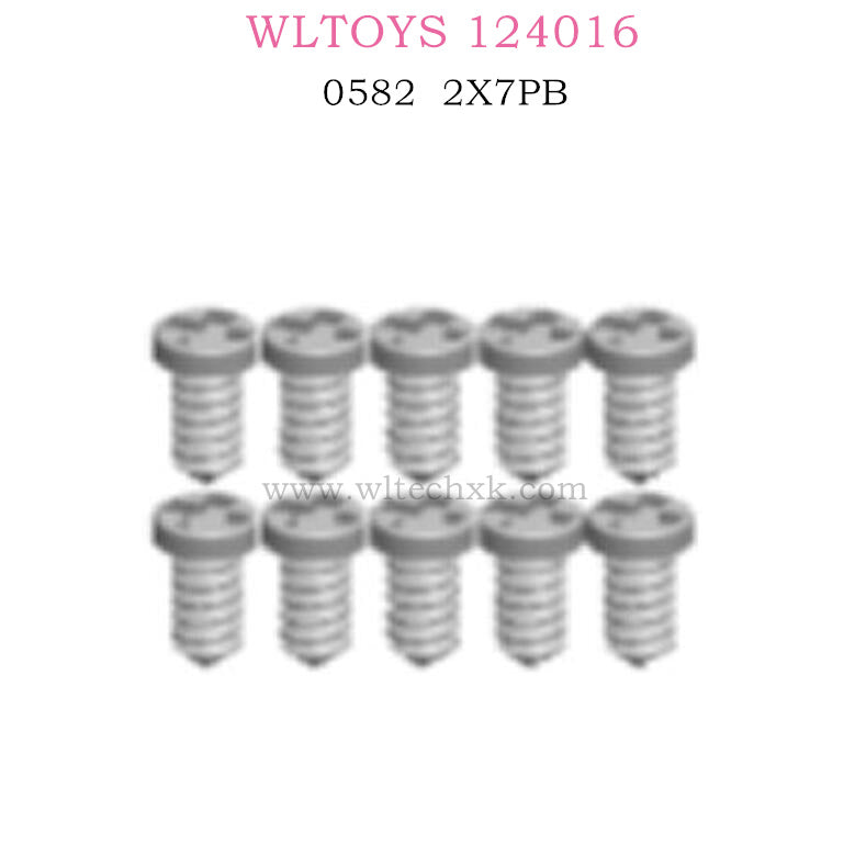 WLTOYS 124016 RC Car Part 0582 Round head flat tail screw 2X7PB D.5