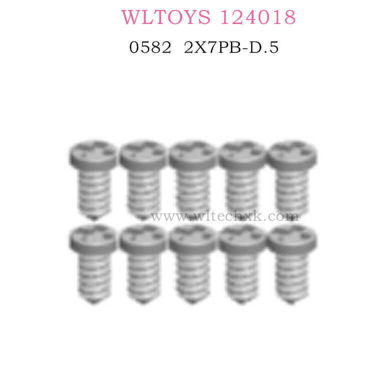 WLTOYS 124018 RC Car Original parts 0582 Round head flat tail screw 2X7PB D.5