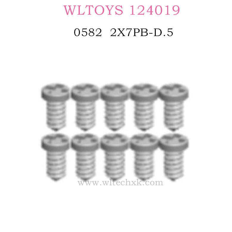 WLTOYS 124019 RC Car 0582 Round head flat tail screw 2X7PB D.5