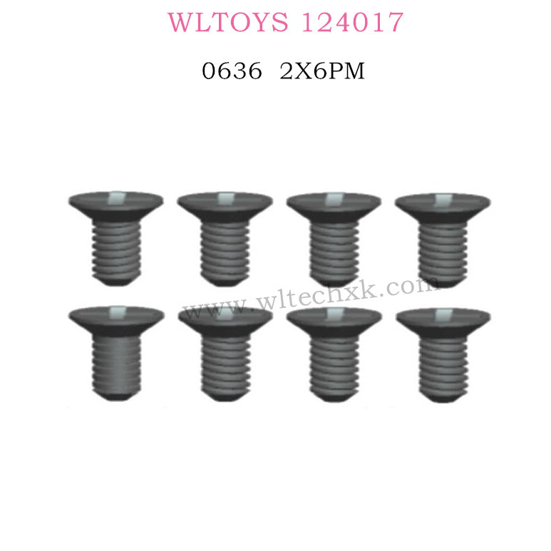 WLTOYS 124017 RC Car Parts 0636 Screws 2X6PM