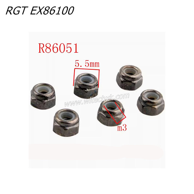 RGT EX86100 RC CAR Parts M3 Locknuts 6pcs