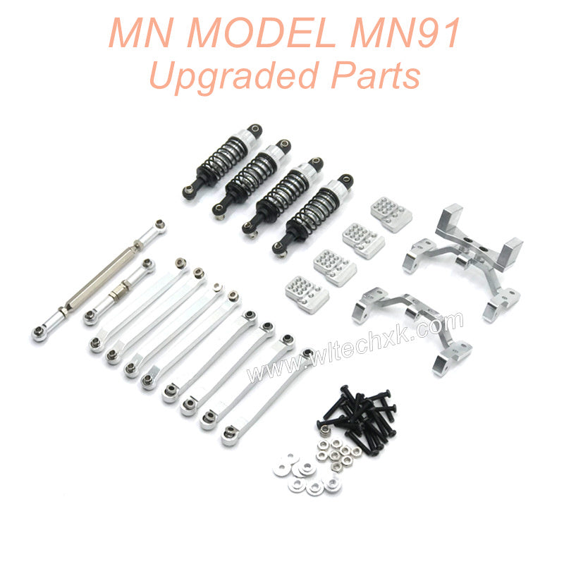 10-MNMODEL-MN91-rc-car-Upgrade-Parts-Shock-absorber-and-Connect-Rod-Silver
