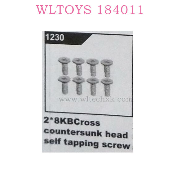 WLTOYS 184011 RC Car Parts Screw Original parts 1230 2x8KB Cross Countersunk Head Self Tapping Screw