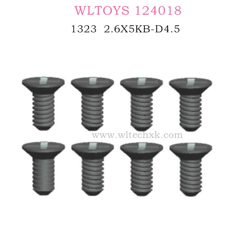 WLTOYS 124018 RC Car Original parts 1323 Cross countersunk head tapping screw 2.6X5KB D4.5