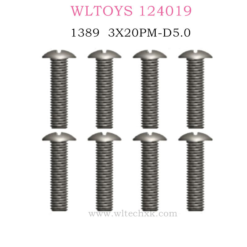 WLTOYS 124019 RC Car 1389 Cross head machine screw 3X20PM D5.0