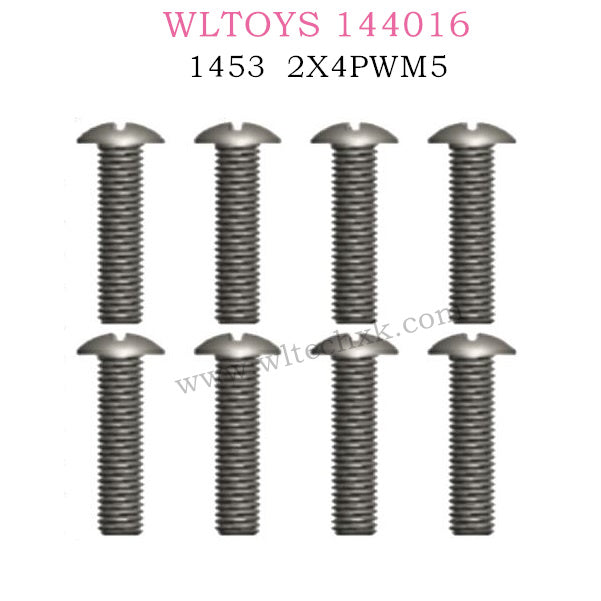 WLTOYS 144016 RC Car Part 1453 Phillips Round Head Machine Screw 2X4PWM5