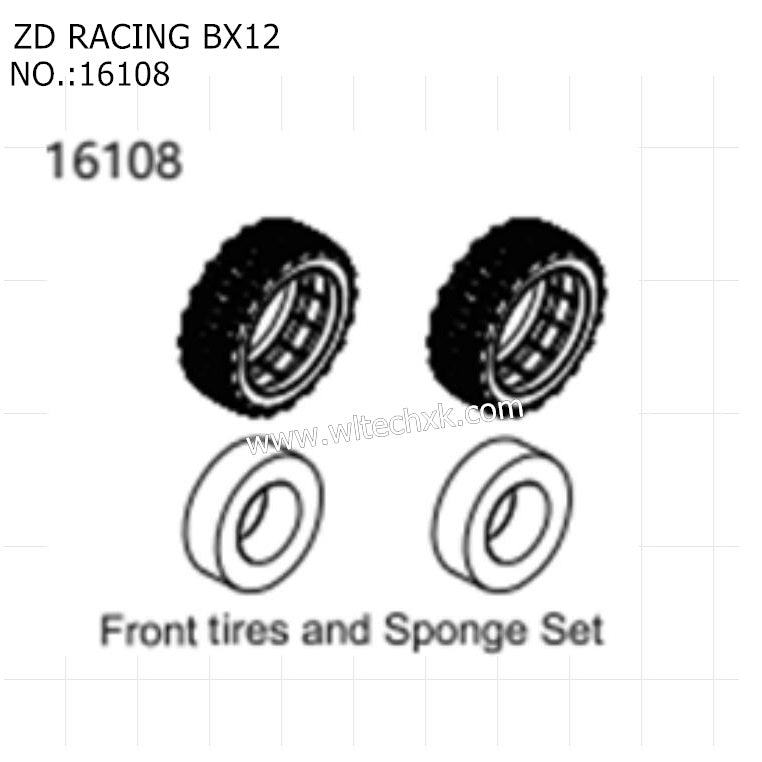 ZD Racing RX12 Parts Front Tires and Spone Set 16108 -1