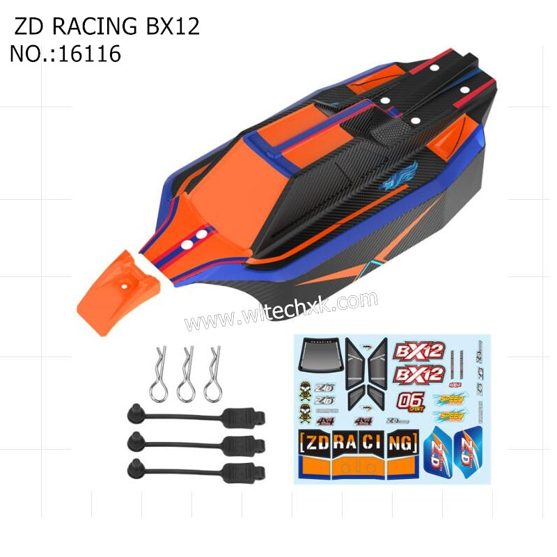 ZD Racing RX12 Parts Black Body Shell PVC Magic Sticker Orange 16116-1