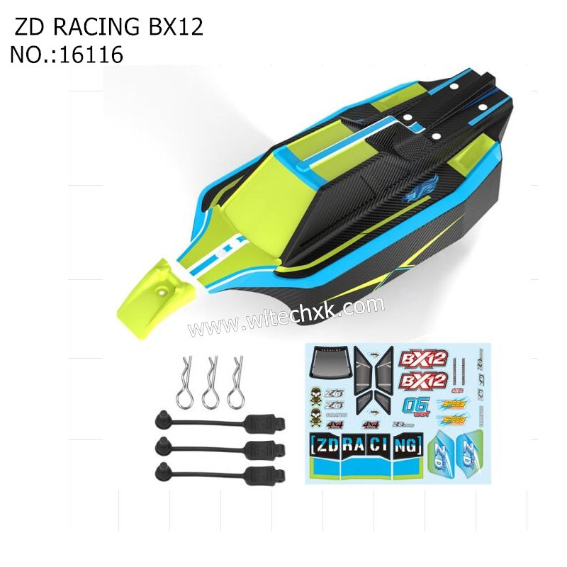 ZD Racing RX12 Parts Black Body Shell PVC Magic Sticker Green 16116