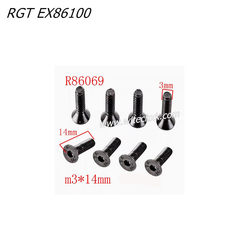 RGT EX86100 RC CAR Parts 3x14 Countersunk Screws 8pcs R86069