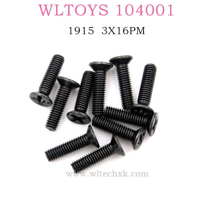 WLTOYS 104001 RC Car Original parts WLTOYS 104001 RC Car Original parts 1915 Phillips round head machine screw 3X16PM