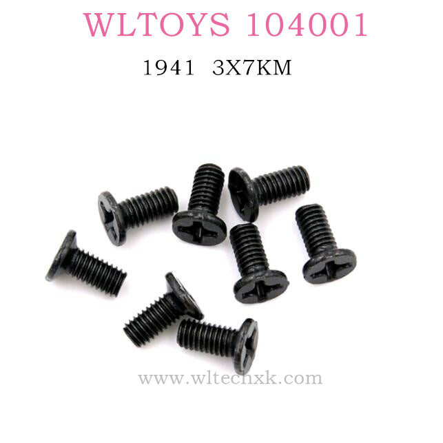 WLTOYS 104001 RC Car Original parts Phillips Countersunk head Machine Screw 3X7KM 1941