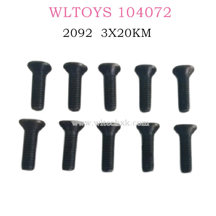 Original part of WLTOYS 104072 RC Car 2092 3X20KM Phillips countersunk head machine screw