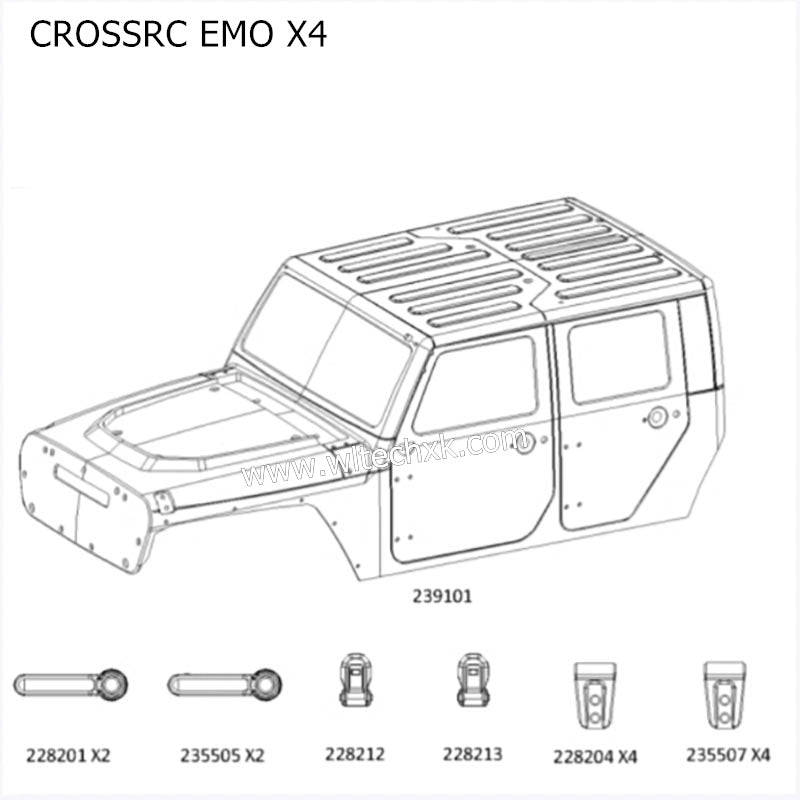 CROSSRC EMO X4 Parts Front Car Shell and Decorative Parts Silver CS-97401280