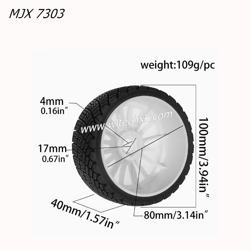MJX Hyper Go 7303 RC CAR Parts One Set of Tires (New Without Glue)-1