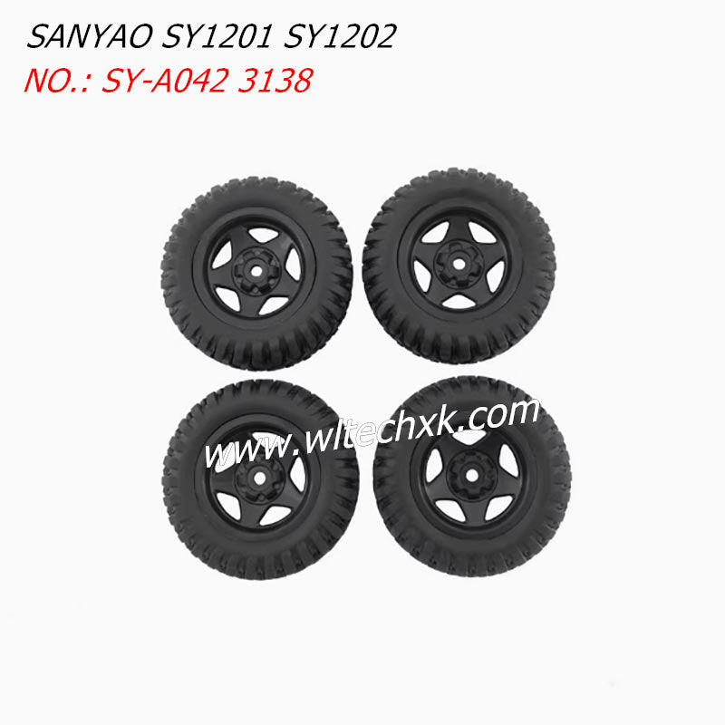 SANYAO SY1201 SY1202 Parts 70MM Tire Black 4PCS SY-A042 3138