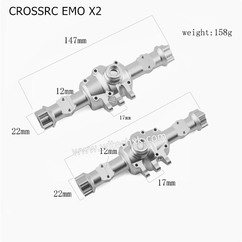 CROSSRC EMO X2 Parts Front and Rear Axle Housing (silver black optional)