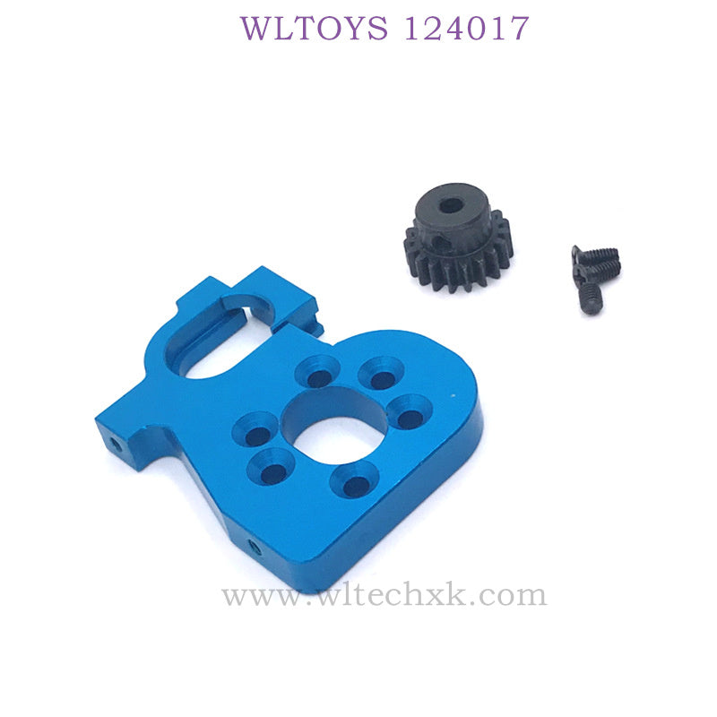 Upgrade Part of WLTOYS 124017 RC Car Motor Holder with Gear blue