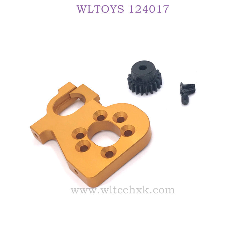 Upgrade Part of WLTOYS 124017 RC Car Motor Holder with Gear gold