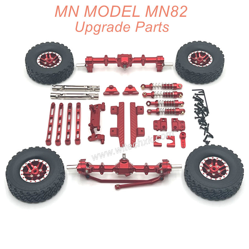40-MN MODEL MN82 Upgrade Parts Shocks Transmittion Shaft Tires and Protect Plate Red
