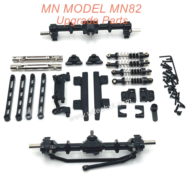 41-MN MODEL MN82 Upgrade Parts Front and Rear Axle kit Shocks and Side plate Black