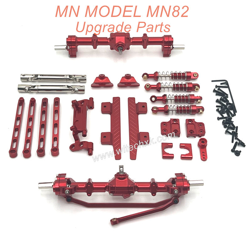 41-MN MODEL MN82 Upgrade Parts Front and Rear Axle kit Shocks and Side plate Red