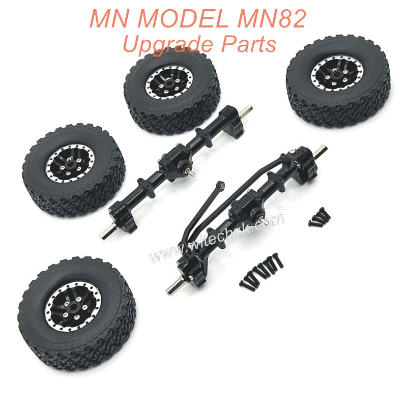 42-MN MODEL MN82 Upgrade Parts Front Rear Axle kit and Metal Wheel Assembly Black