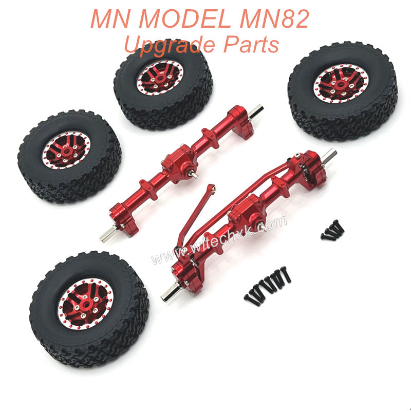 42-MN MODEL MN82 Upgrade Parts Front Rear Axle kit and Metal Wheel Assembly Red
