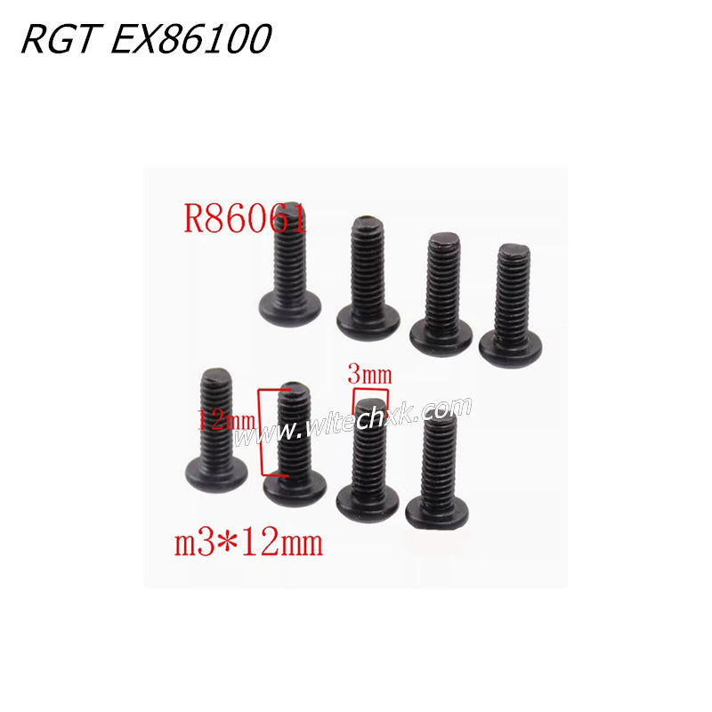 RGT EX86100 RC CAR Parts 3x12 Pan Head Screws 8pcs R86061