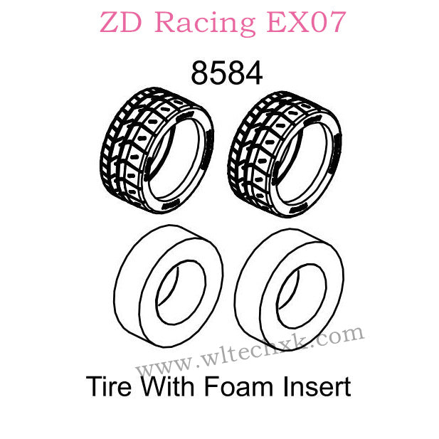 ZD Racing EX07 Parts Tire With Foam Insert 8584